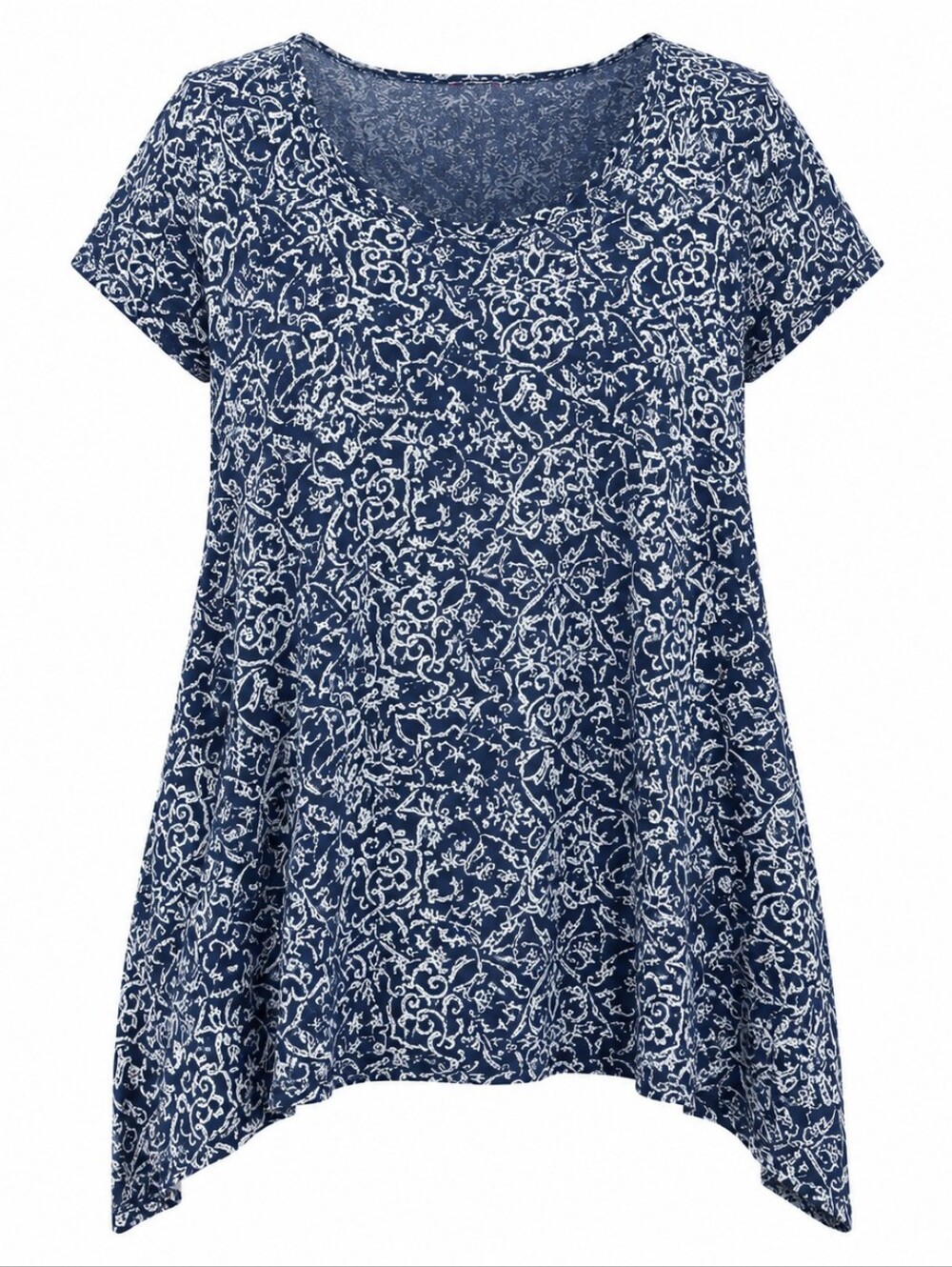 FRESH PRODUCE | Navy White Cotton Garden Delight Tunic Dress Swim Cover-Up | XXL